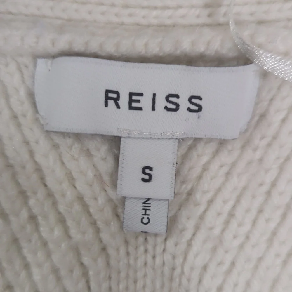 Reiss Alpaca Wool Blend V Neck Knit Sweater Cream S